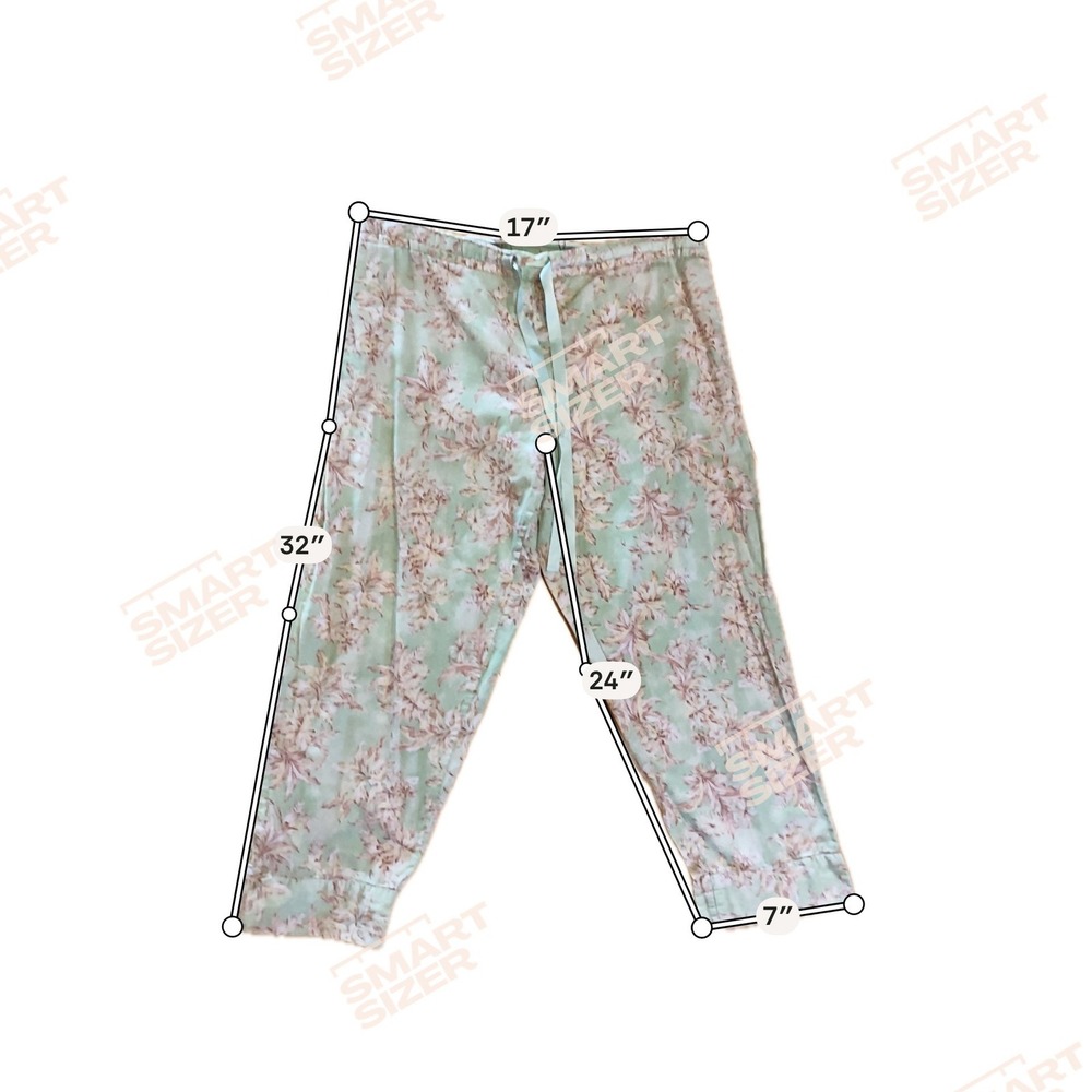 Papinelle Pajama Set Sz M Green Floral Cotton Button Up Crop Cottagecore Garden - Picture 11 of 12